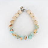 Light Blue Sea Sediment with Wood Agate