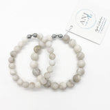 Grey White Lace Matte Agate